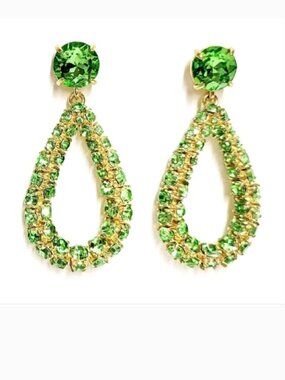 New J.Crew Faceted Crystal Teardrop Earrings In Summer Green